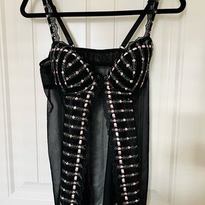 Donna Loren Gold Label Embroidered Lingerie Top